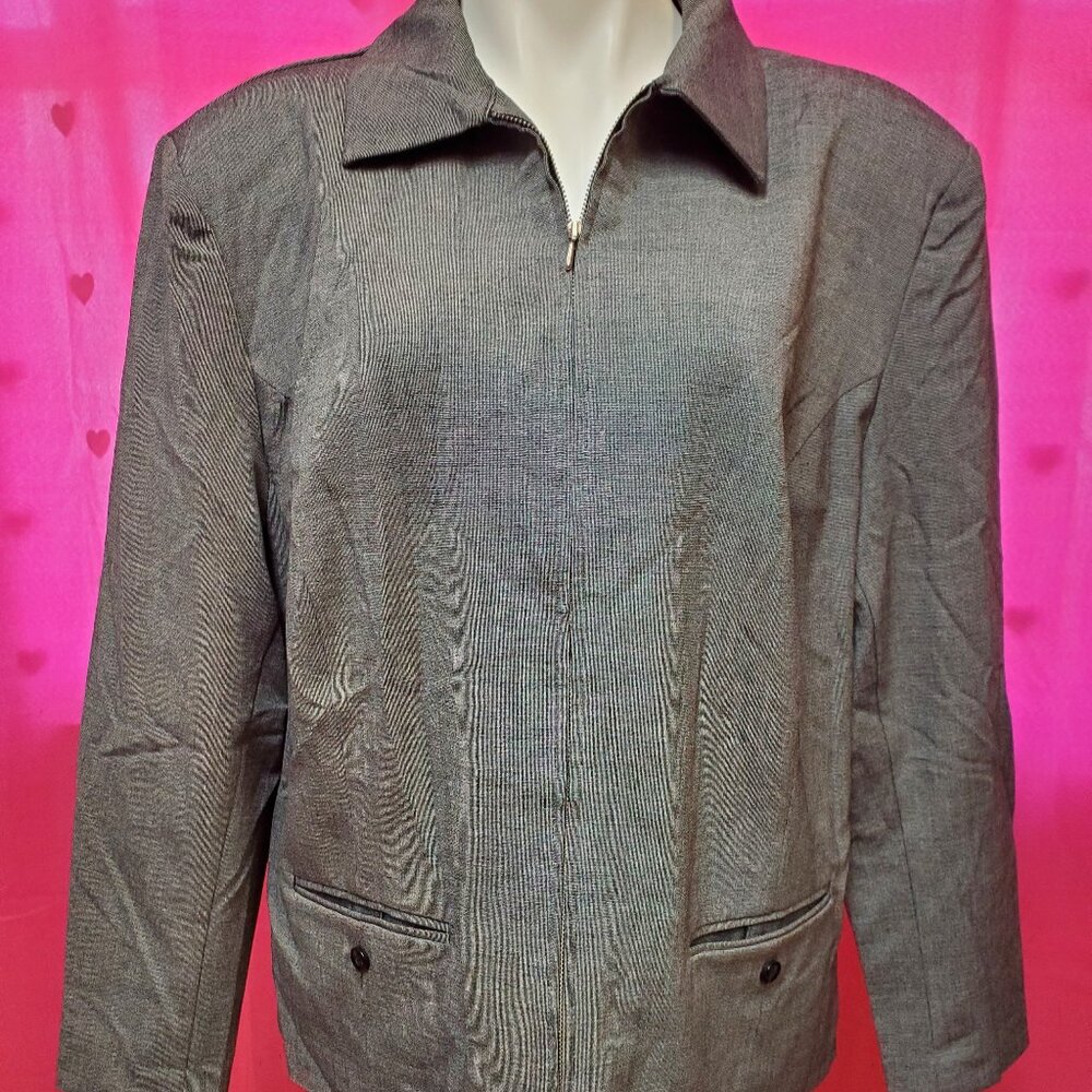 #222 Dressbarn Grey Zip-Up Dress Jacket Blazer 2X